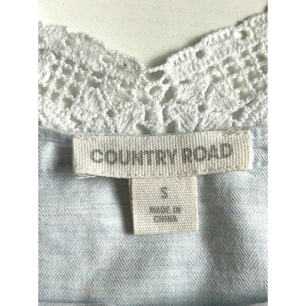Country Road Light Blue Lace Trim Camisole Top Adjustable Straps Size Small - Picture 7 of 8